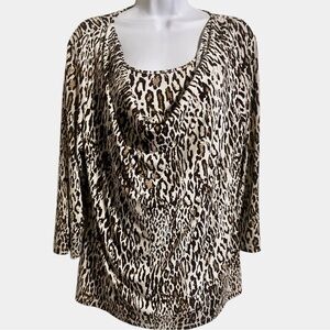 Chico’s Travelers Animal Print Drape Tunic SZ L-XL